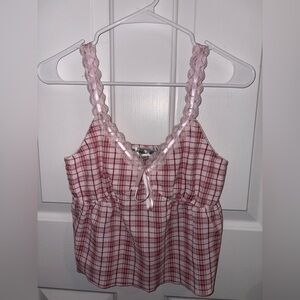 Pink Plaid Tank Top